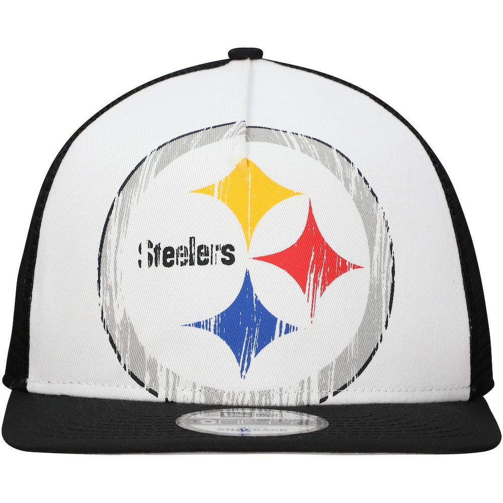 New Era Pittsburgh Steelers Distressed 9FIFTY A-Frame Snapback Hat White/Black
