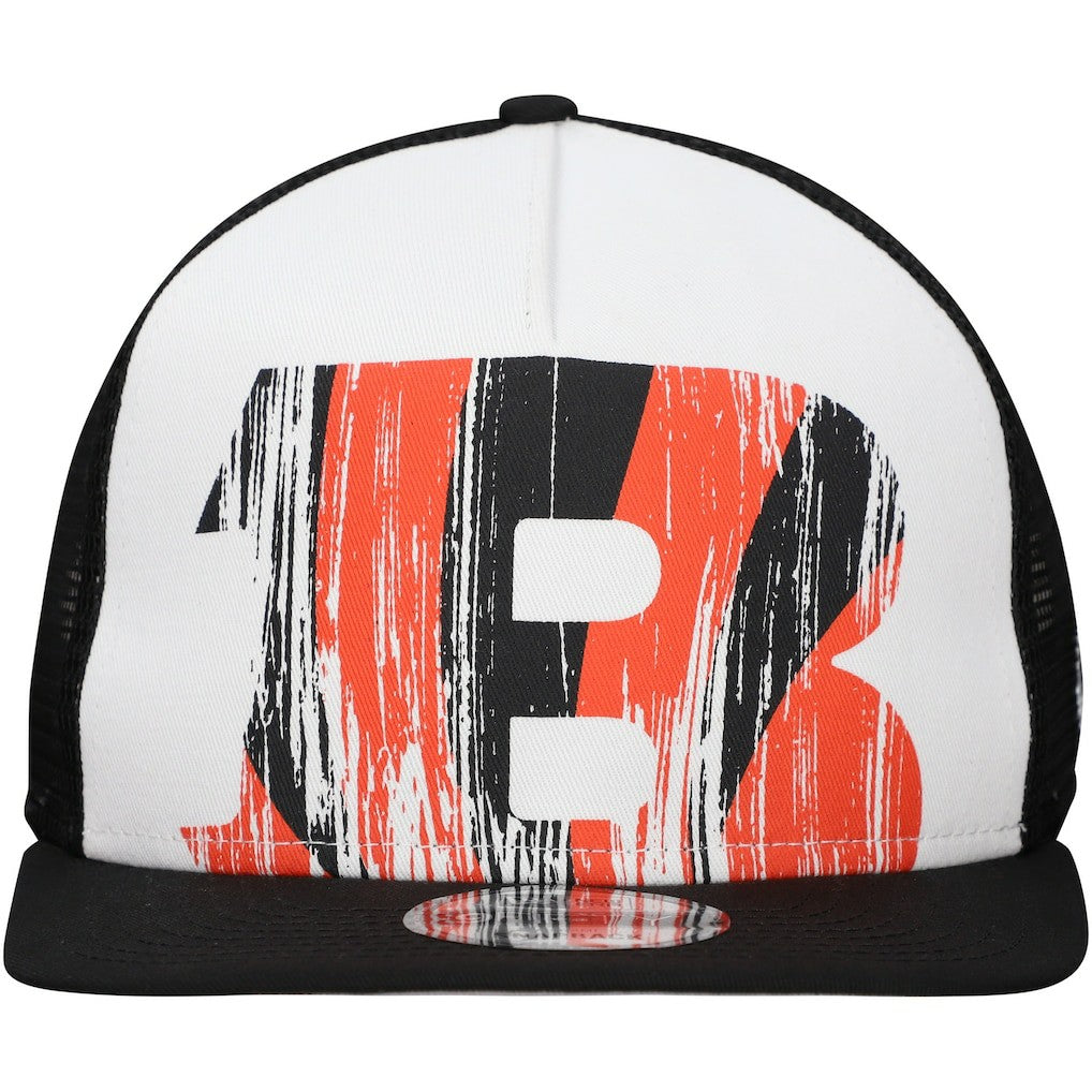 New Era Cincinnati Bengals Distressed 9FIFTY A-Frame Snapback Hat White/Black