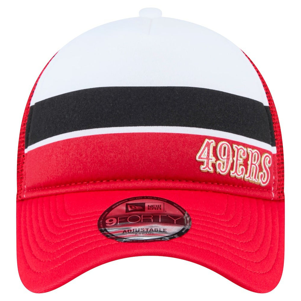 San Francisco 49ers New Era Sport Night Color Block 9FORTY A-Frame Trucker Adjustable Hat White/Scarlet