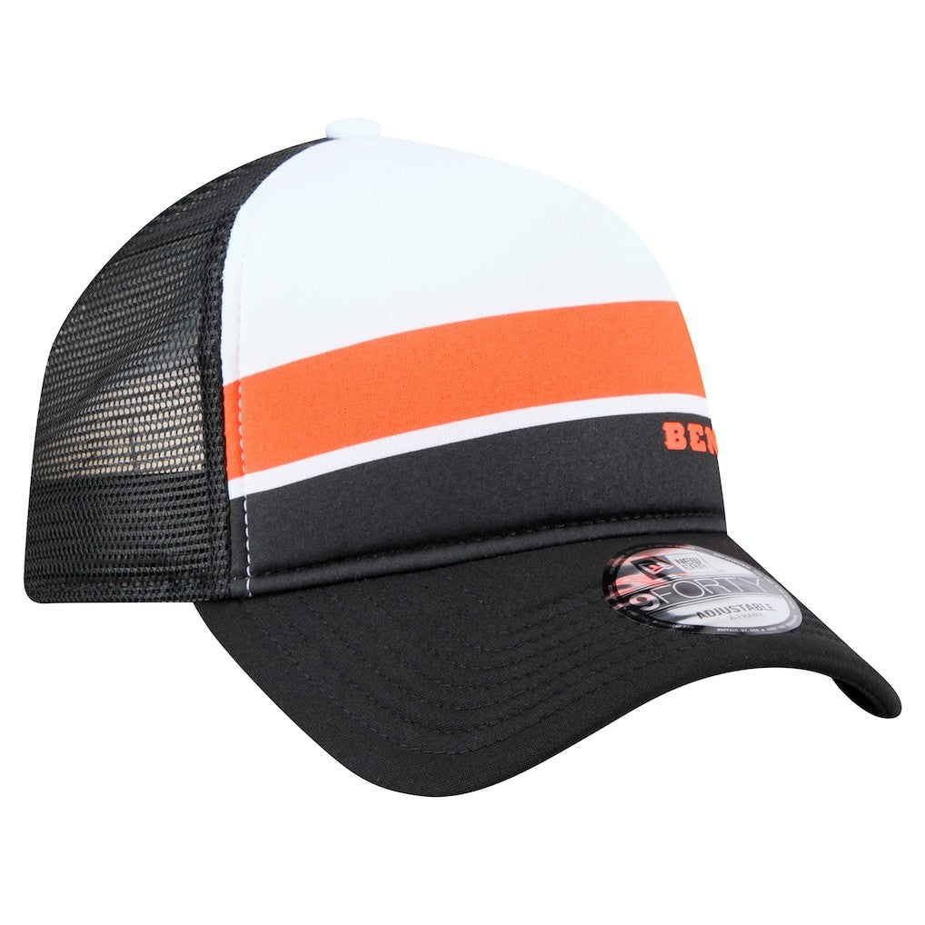 Cincinnati Bengals New Era Sport Night Color Block 9FORTY A-Frame Trucker Adjustable Hat White/Black