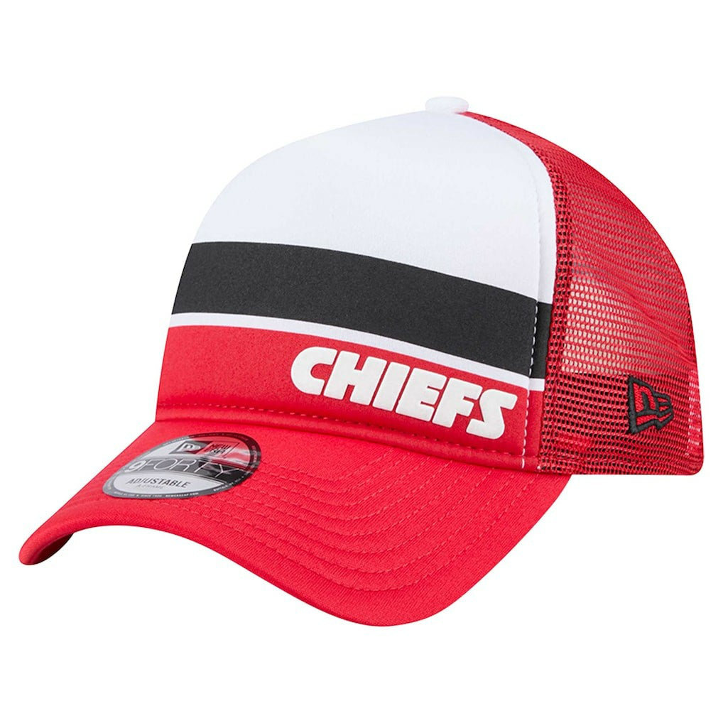Kansas City Chiefs New Era Sport Night Color Block 9FORTY A-Frame Trucker Adjustable Hat White/Red