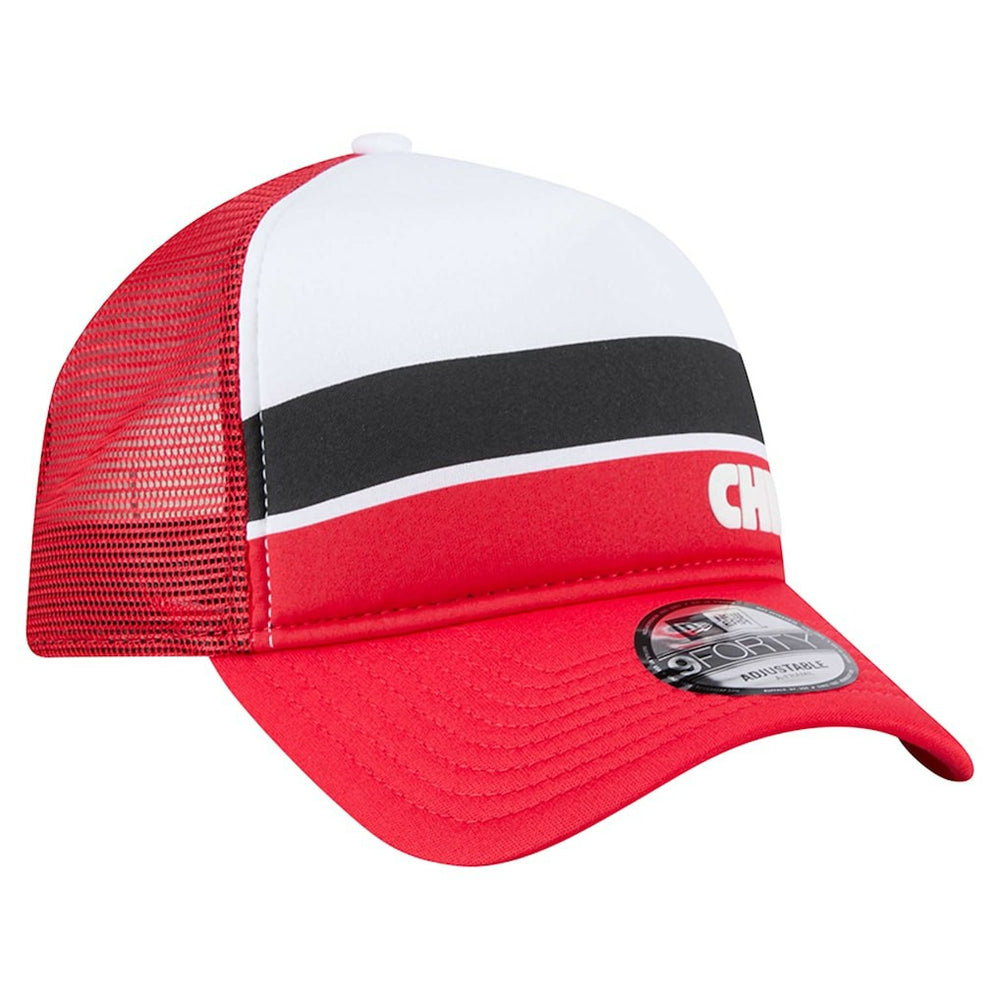 Kansas City Chiefs New Era Sport Night Color Block 9FORTY A-Frame Trucker Adjustable Hat White/Red