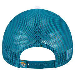 Jacksonville Jaguars New Era Color-Block 9FORTY A-Frame Trucker Adjustable Hat White/Teal