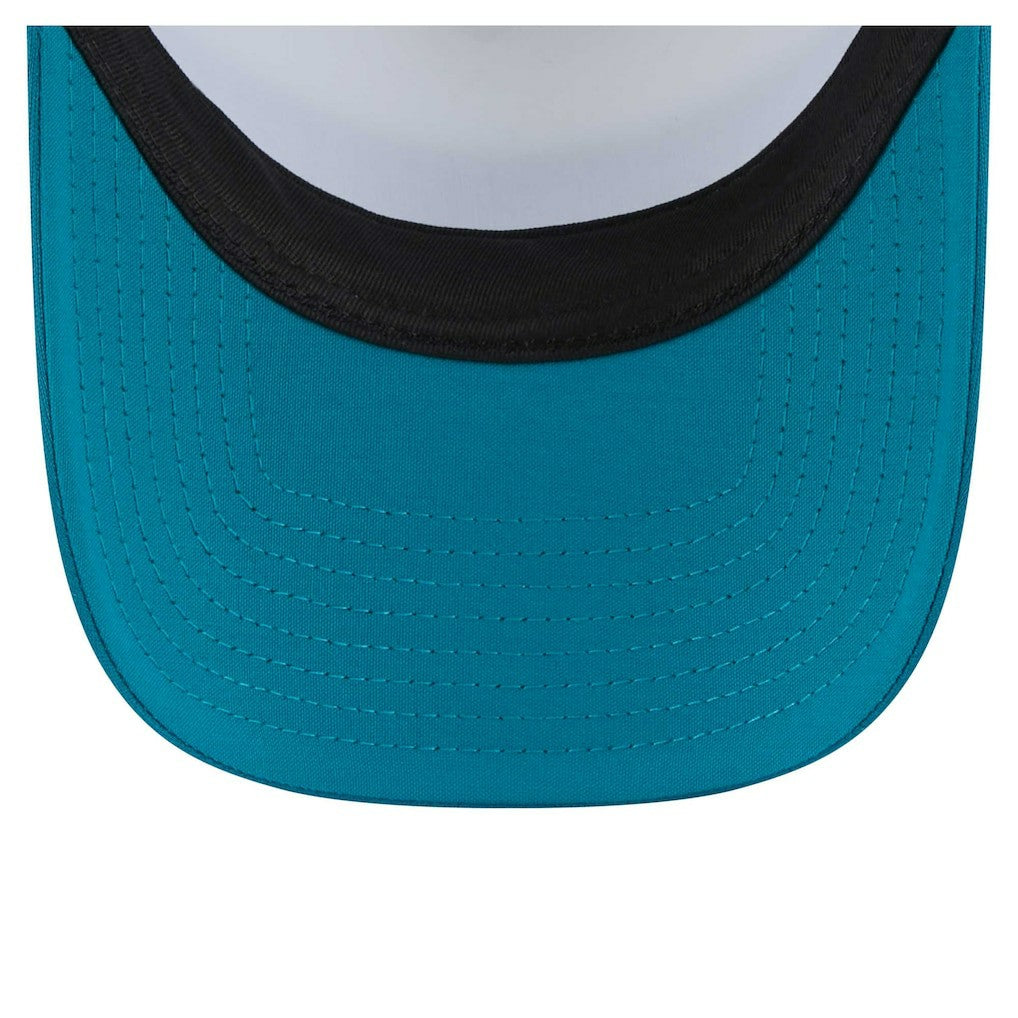 Jacksonville Jaguars New Era Color-Block 9FORTY A-Frame Trucker Adjustable Hat White/Teal