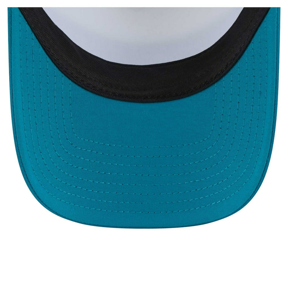Jacksonville Jaguars New Era Color-Block 9FORTY A-Frame Trucker Adjustable Hat White/Teal