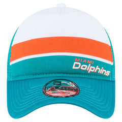 Miami Dolphins New Era Color-Block 9FORTY A-Frame Trucker Adjustable Hat White/Aqua