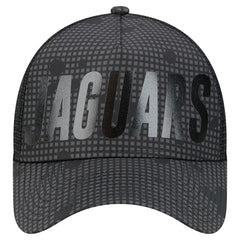 Jacksonville Jaguars New Era Midnight Ink Tonal Text A-Frame Trucker 9FORTY Adjustable Hat Black