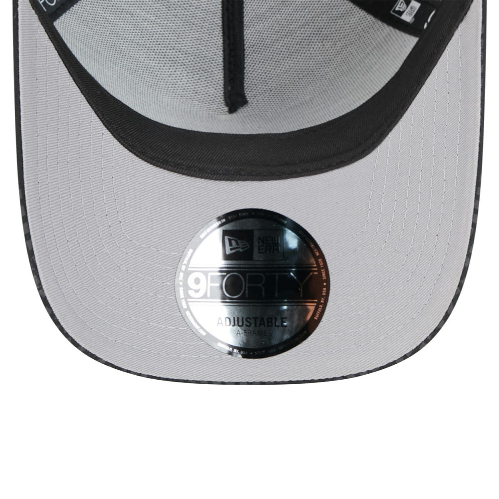 New York Jets New Era Throwback Midnight Ink Tonal Text A-Frame Trucker 9FORTY Adjustable Hat Black