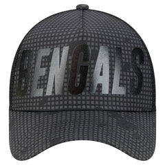 Cincinnati Bengals New Era Midnight Ink Tonal Text A-Frame Trucker 9FORTY Adjustable Hat Black