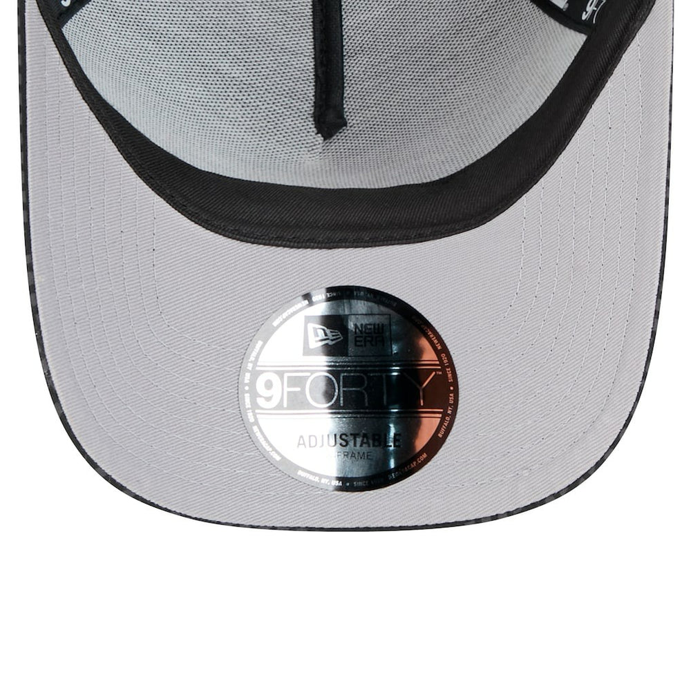 Cleveland Browns New Era Throwback Midnight Ink Tonal Text A-Frame Trucker 9FORTY Adjustable Hat Black
