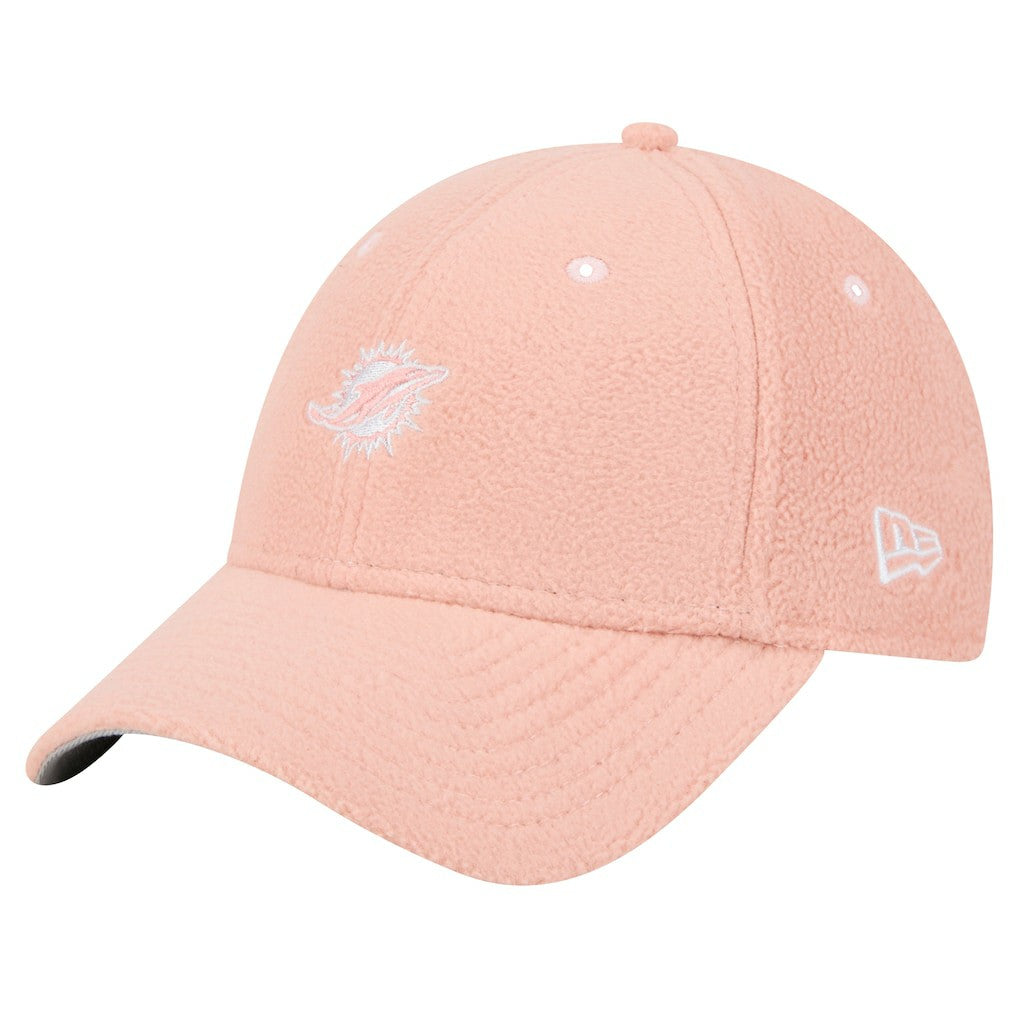 Miami Dolphins New Era Women's Cozy Sherpa 9FORTY Adjustable Hat Light Pink
