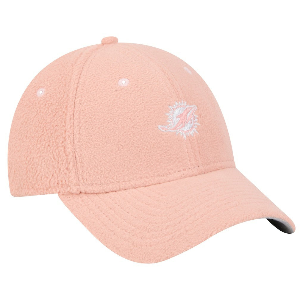 Miami Dolphins New Era Women's Cozy Sherpa 9FORTY Adjustable Hat Light Pink