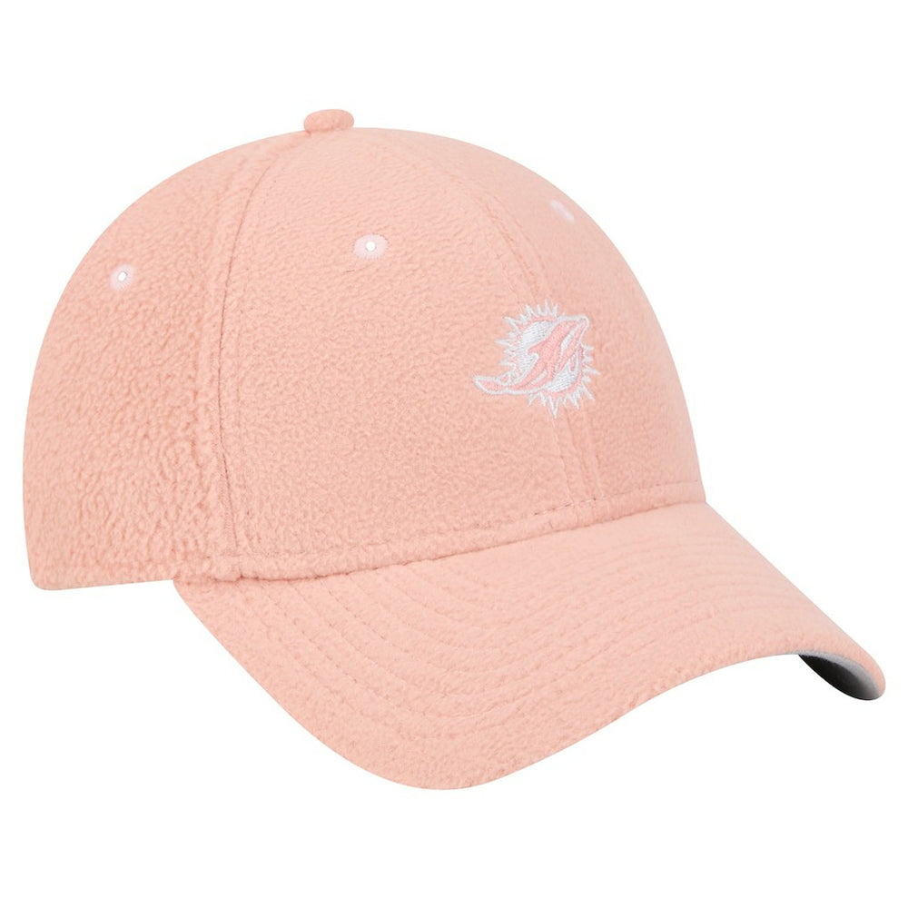 Miami Dolphins New Era Women's Cozy Sherpa 9FORTY Adjustable Hat Light Pink