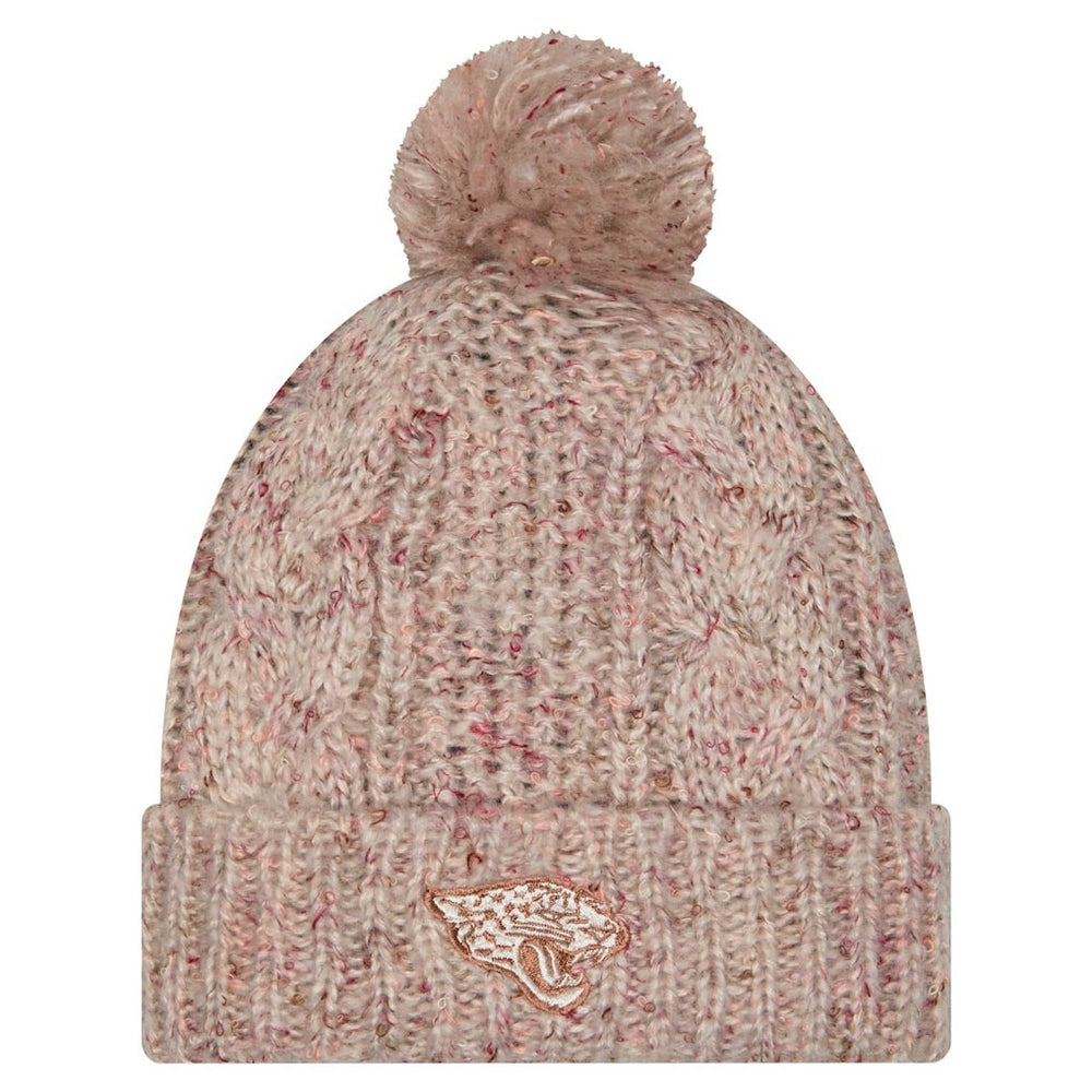 Jacksonville Jaguars New Era Women's Trendy Tone Cuffed Knit Hat with Pom Stone