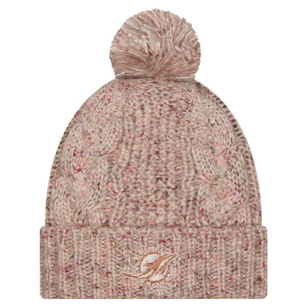 Miami Dolphins New Era Women's Trendy Tone Cuffed Knit Hat with Pom Stone