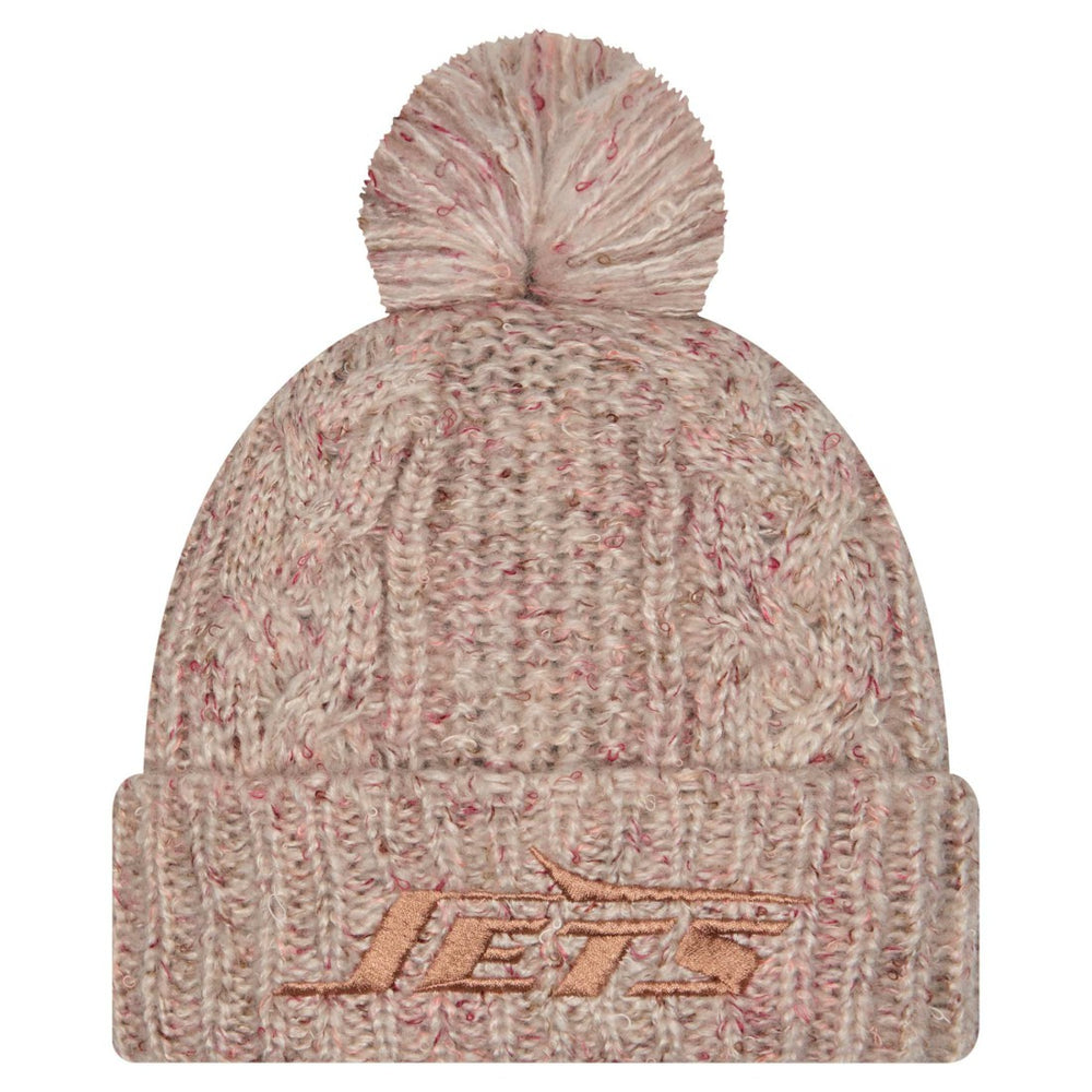 New York Jets New Era Women's Trendy Tone Cuffed Knit Hat with Pom Stone