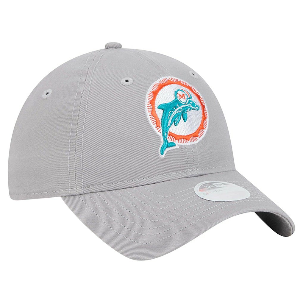 Miami Dolphins New Era Women's Throwback 9TWENTY Adjustable Hat Gray