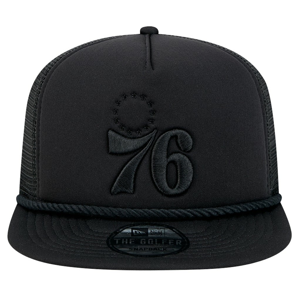 Philadelphia 76ers Tone Foam Meshback Golfer Snapback Hat Black