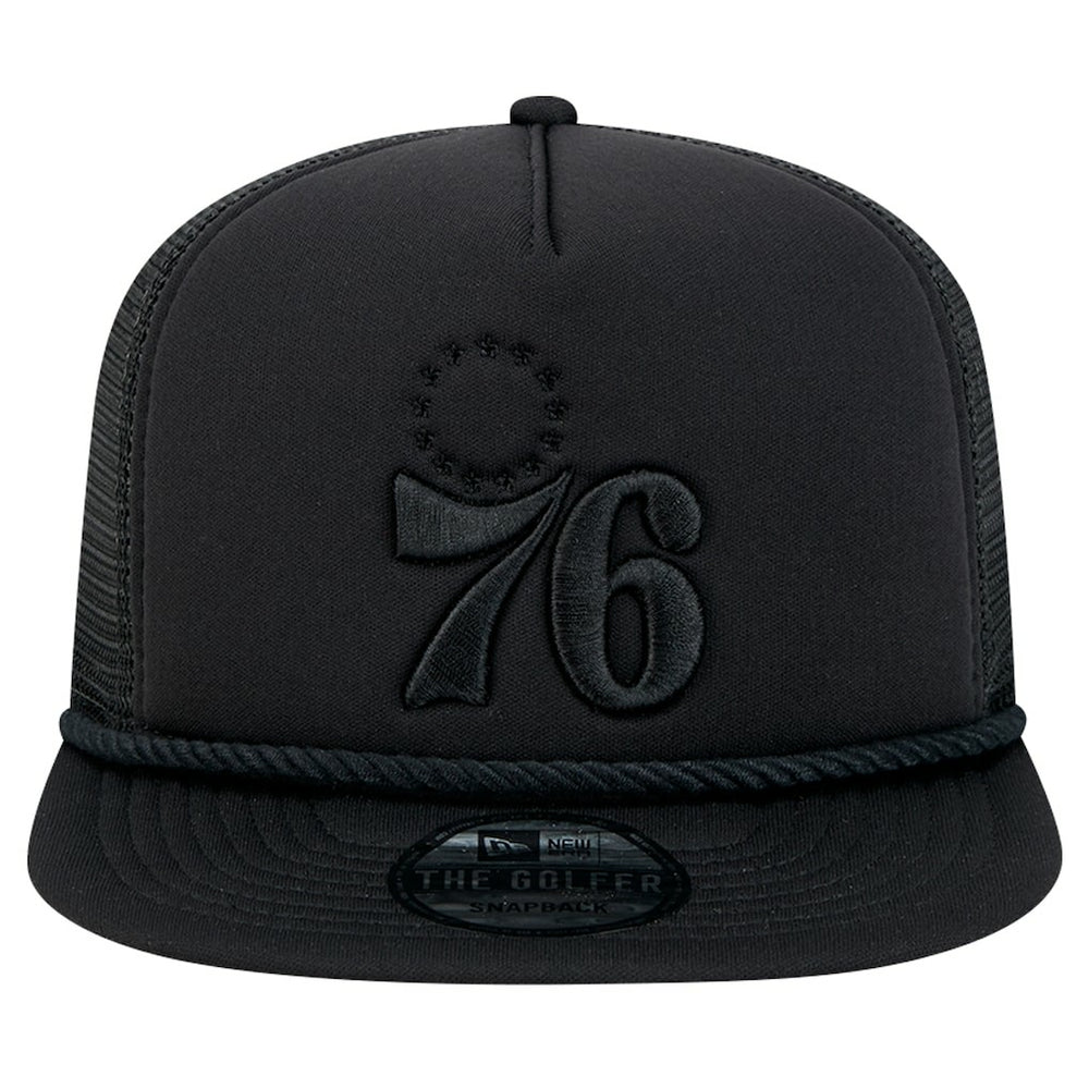 Philadelphia 76ers Tone Foam Meshback Golfer Snapback Hat Black