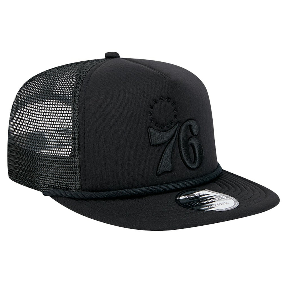 Philadelphia 76ers Tone Foam Meshback Golfer Snapback Hat Black