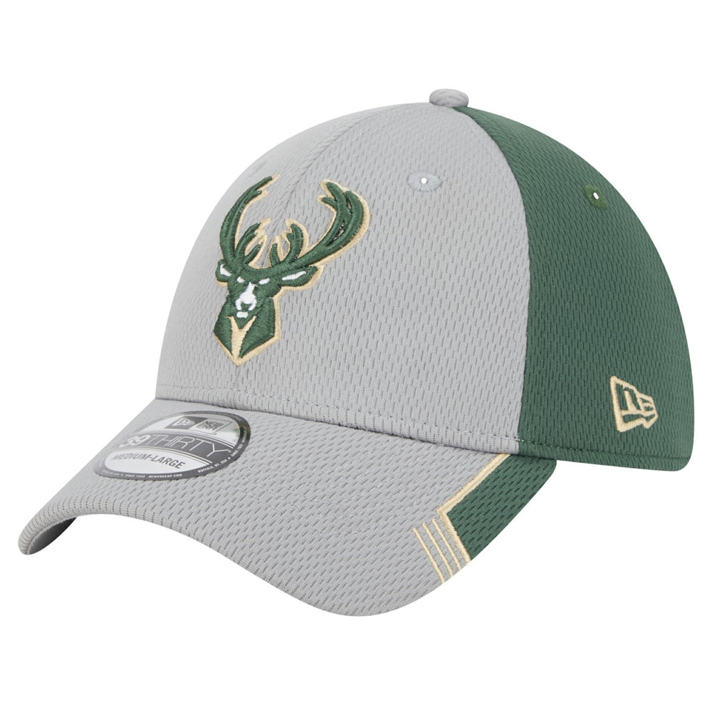Milwaukee Bucks Active Trim 39THIRTY Flex Hat Gray/Hunter Green