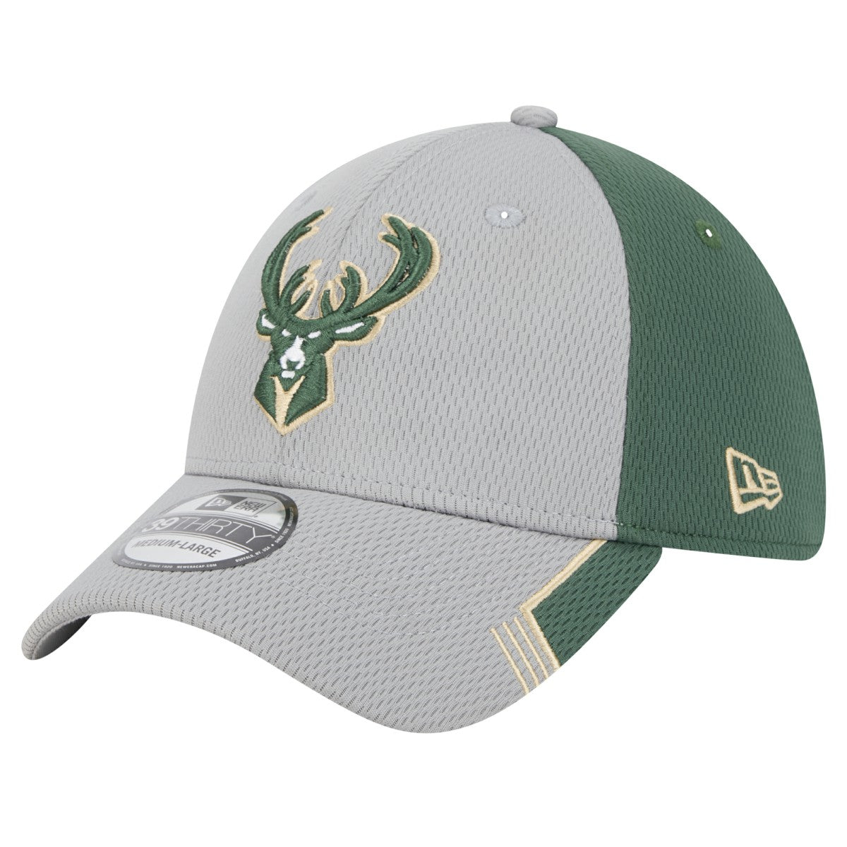 Milwaukee Bucks Active Trim 39THIRTY Flex Hat Gray/Hunter Green