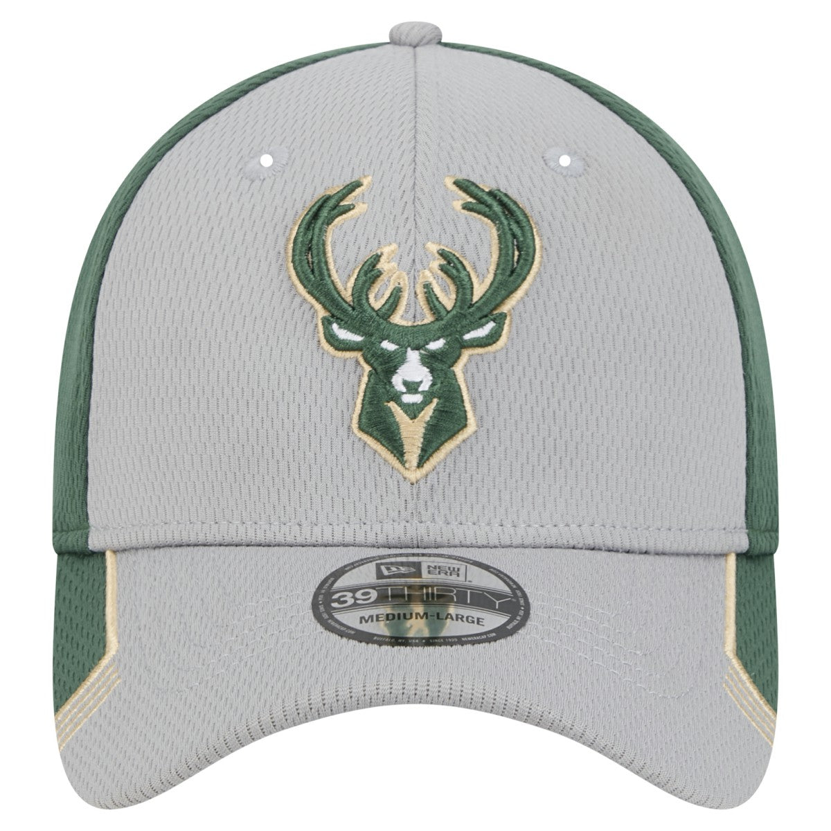 Milwaukee Bucks Active Trim 39THIRTY Flex Hat Gray/Hunter Green
