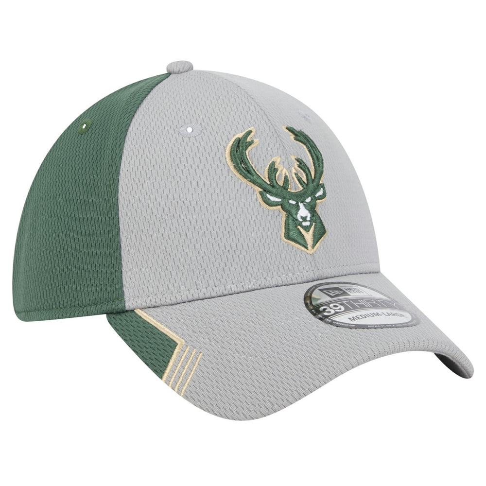 Milwaukee Bucks Active Trim 39THIRTY Flex Hat Gray/Hunter Green
