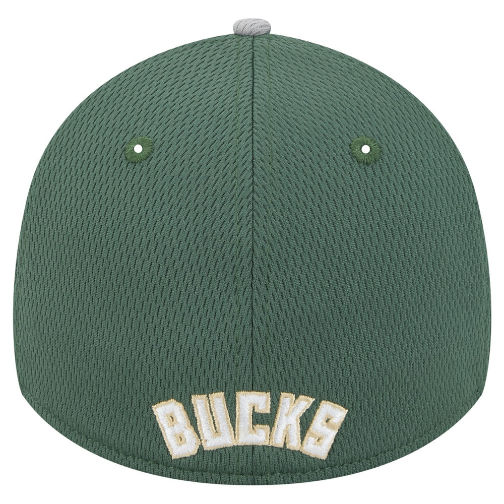 Milwaukee Bucks Active Trim 39THIRTY Flex Hat Gray/Hunter Green