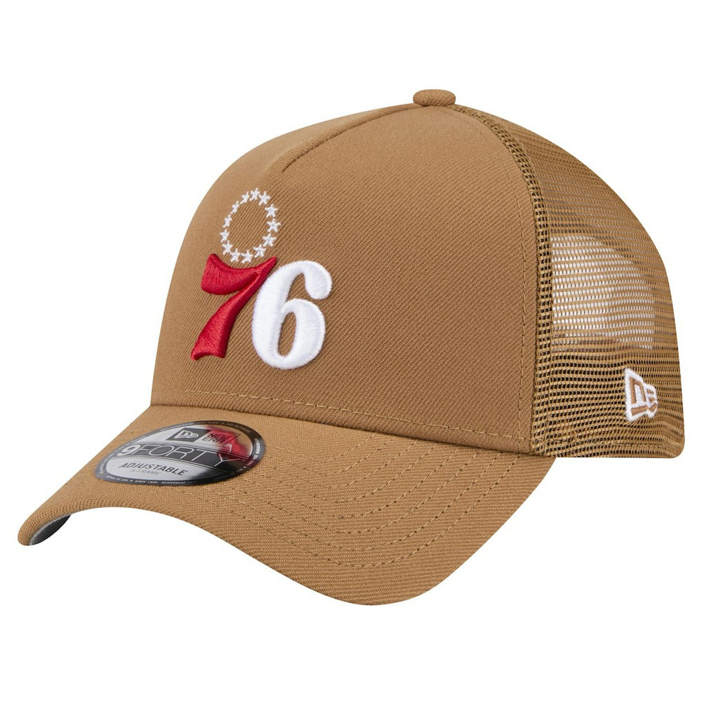 Philadelphia 76ers 9FORTY A-Frame Trucker Adjustable Hat Tan