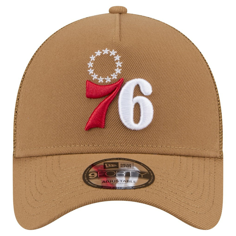 Philadelphia 76ers 9FORTY A-Frame Trucker Adjustable Hat Tan