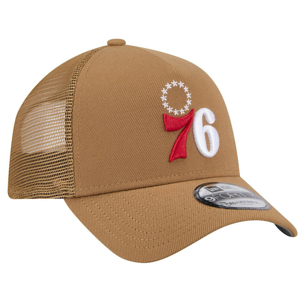 Philadelphia 76ers 9FORTY A-Frame Trucker Adjustable Hat Tan
