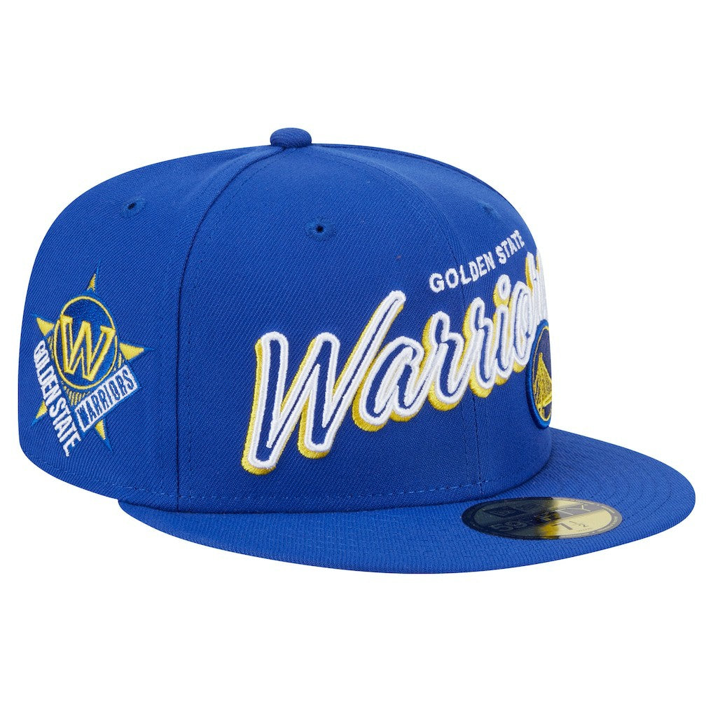 Golden State Warriors Sport Night Script Sided 59FIFTY Fitted Hat Royal