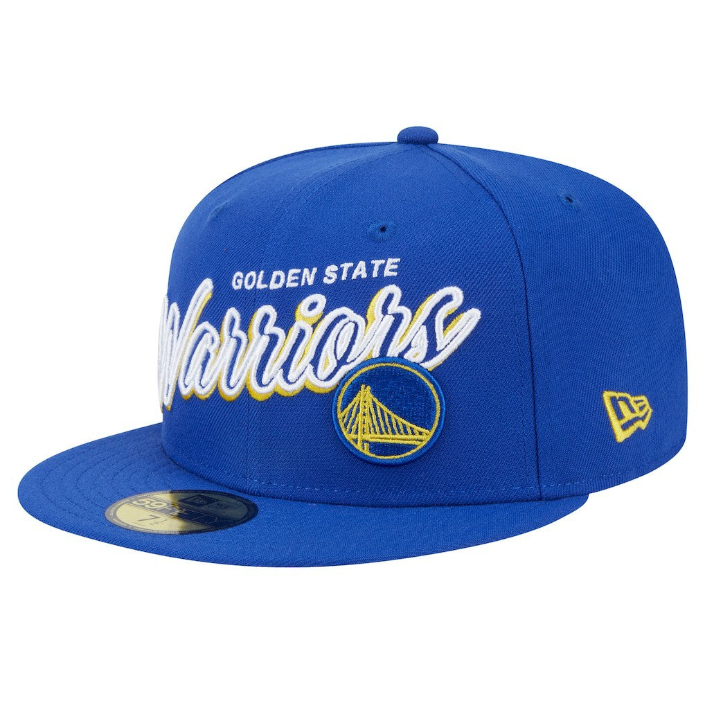 Golden State Warriors Sport Night Script Sided 59FIFTY Fitted Hat Royal