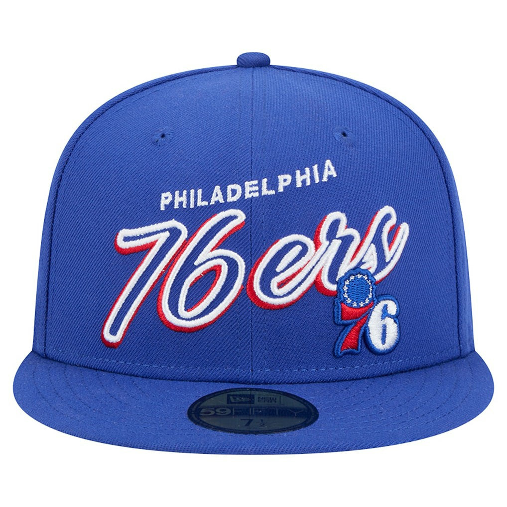 Philadelphia 76ers Sport Night Script Sided 59FIFTY Fitted Hat Royal
