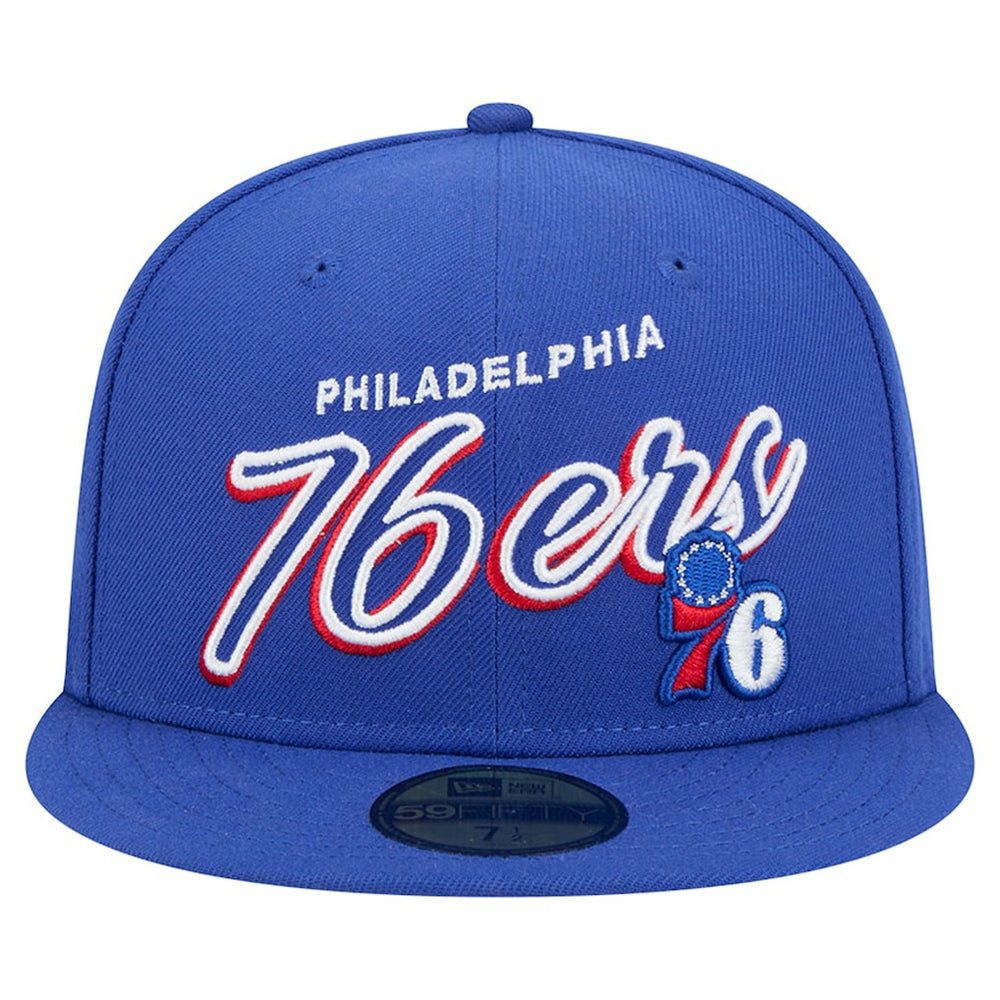 Philadelphia 76ers Sport Night Script Sided 59FIFTY Fitted Hat Royal