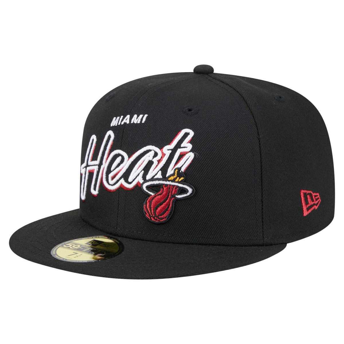 Miami Heat Sport Night Script Sided 59FIFTY Fitted Hat Black