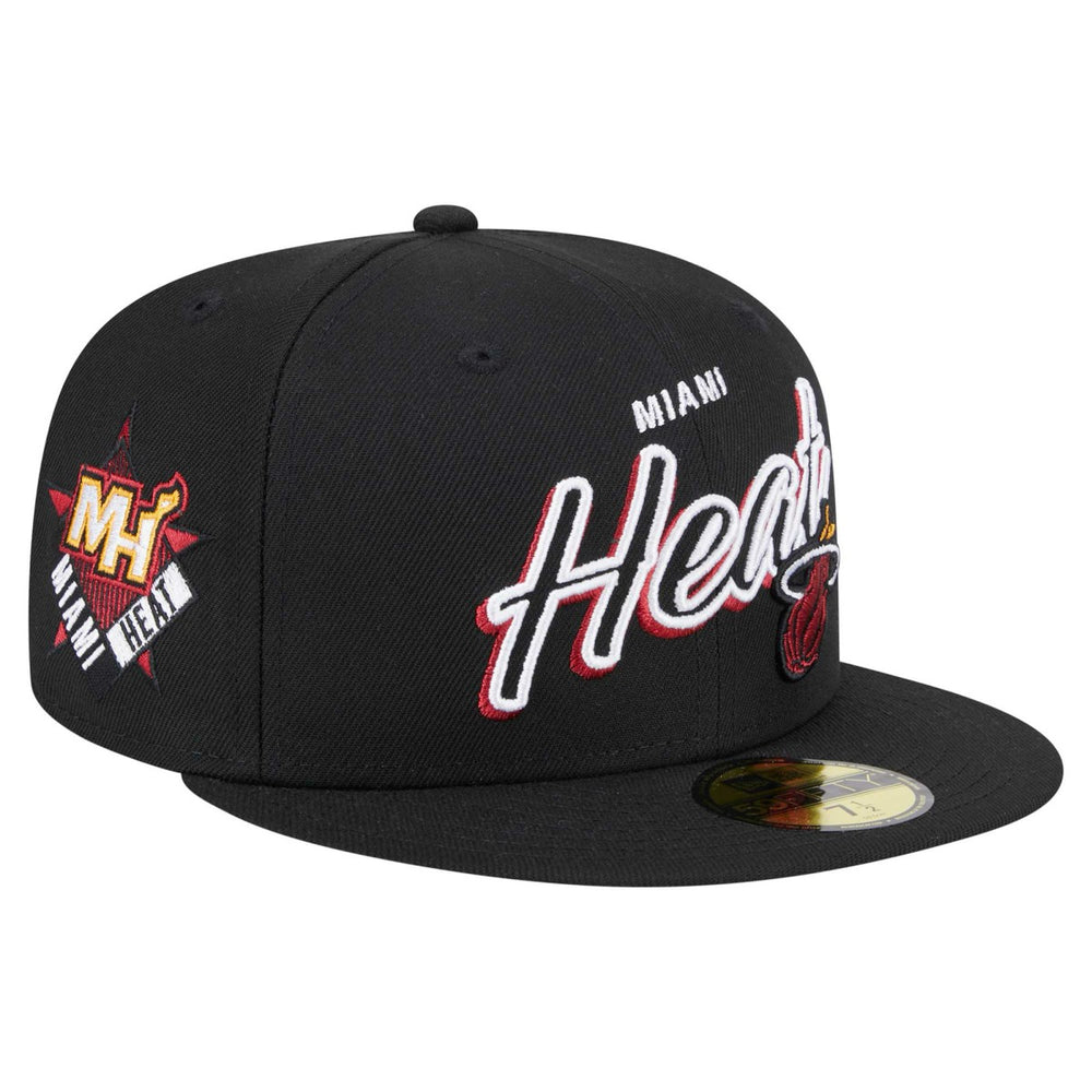 Miami Heat Sport Night Script Sided 59FIFTY Fitted Hat Black
