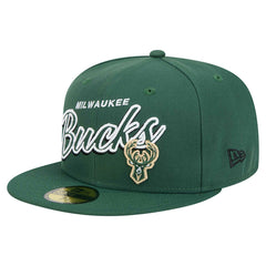 Milwaukee Bucks Sport Night Script Sided 59FIFTY Fitted Hat Hunter Green