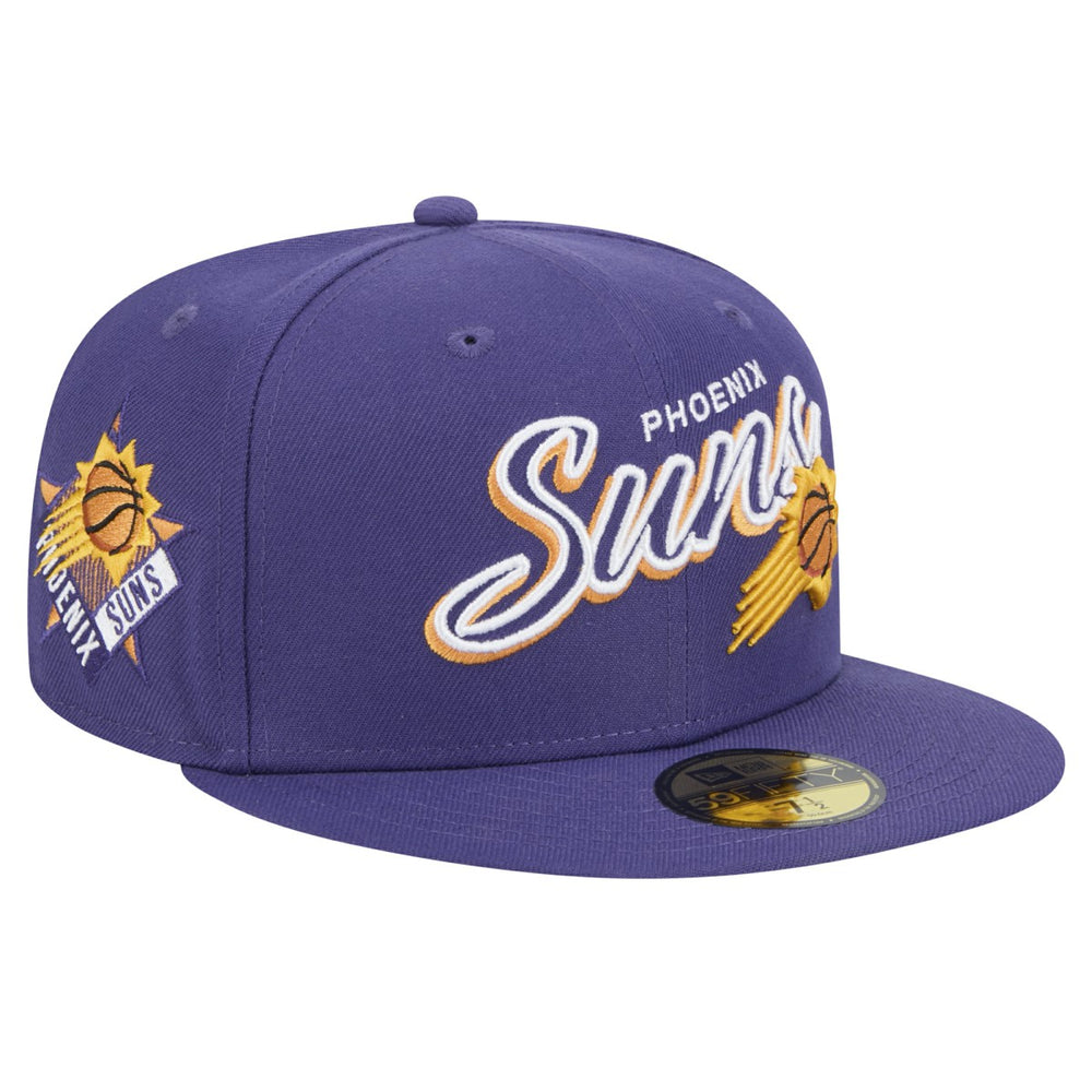 Phoenix Suns Sport Night Script Sided 59FIFTY Fitted Hat Purple