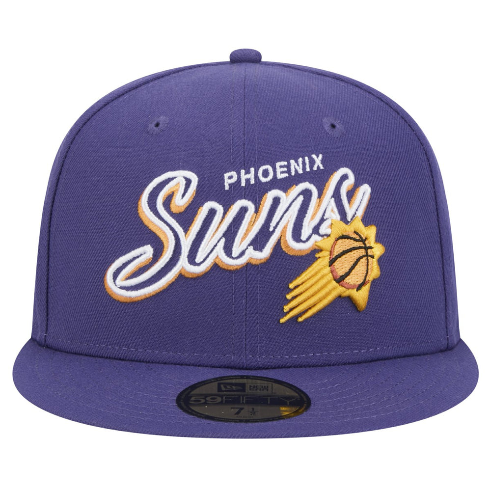 Phoenix Suns Sport Night Script Sided 59FIFTY Fitted Hat Purple