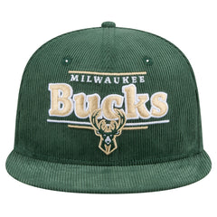 Milwaukee Bucks Throwback Display Corduroy 9FIFTY Snapback Hat Hunter Green