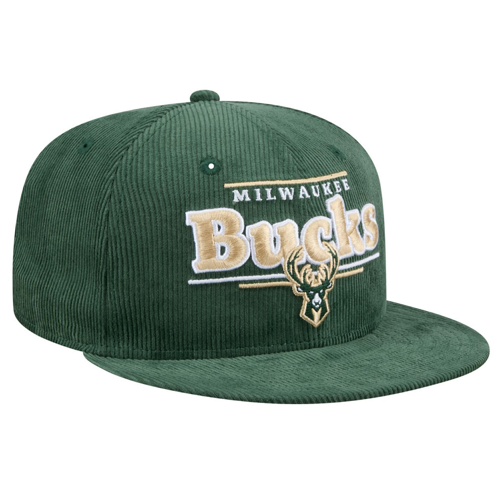 Milwaukee Bucks Throwback Display Corduroy 9FIFTY Snapback Hat Hunter Green