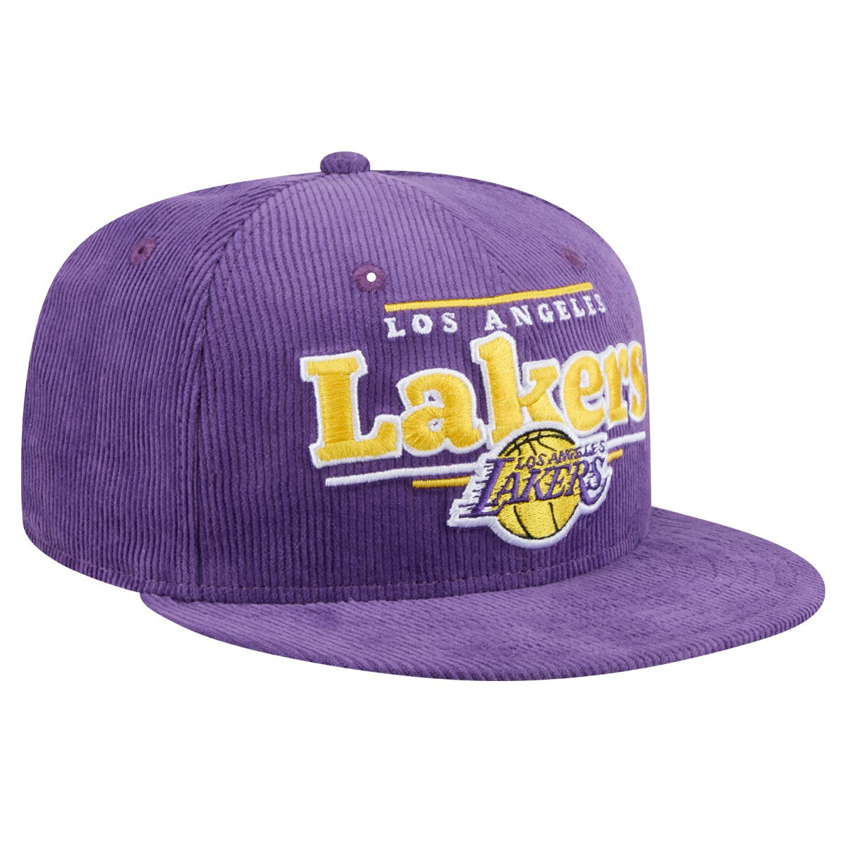 Los Angeles Lakers Throwback Display Corduroy 9FIFTY Snapback Hat Purple