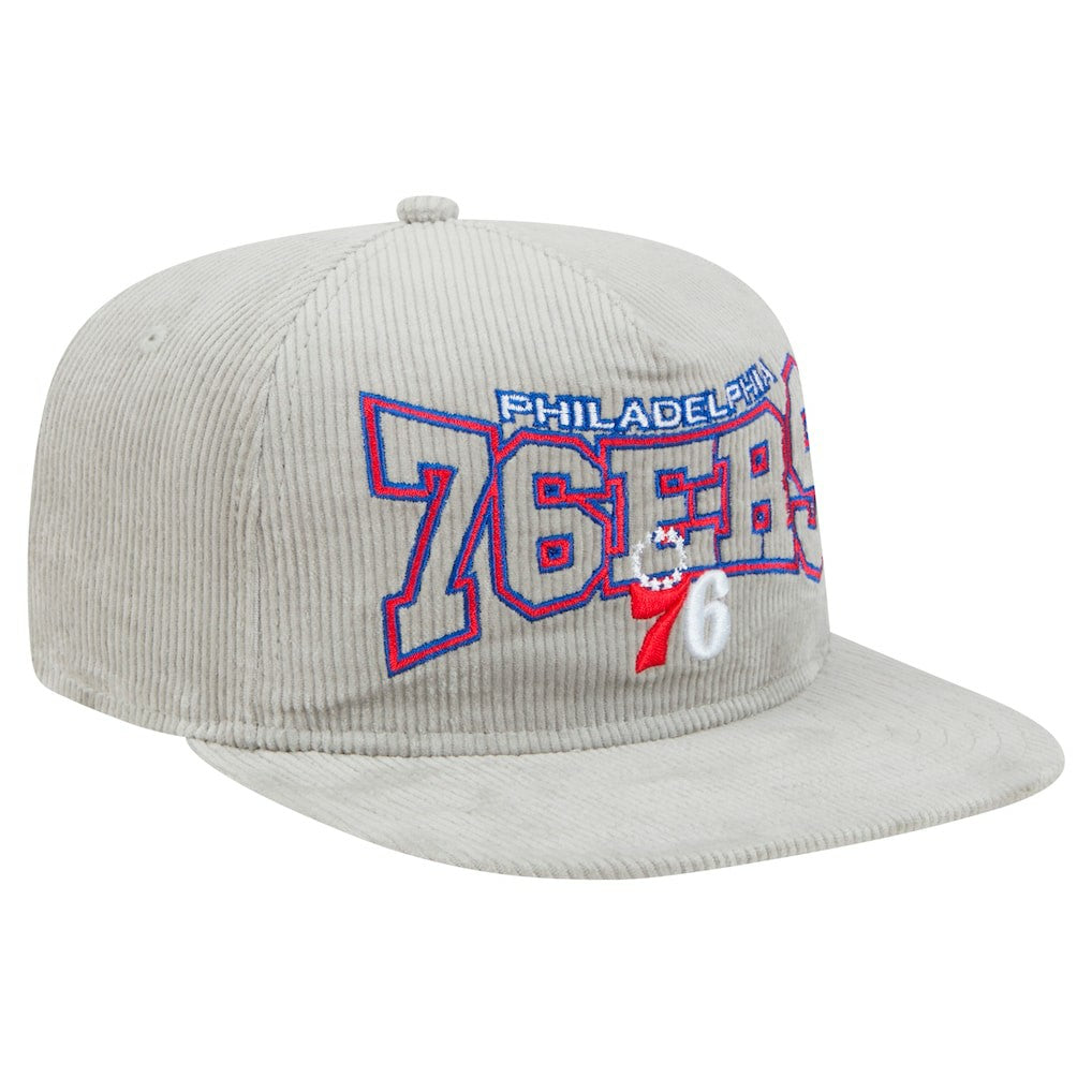 Philadelphia 76ers Throwback Corduroy Golfer Snapback Hat Gray