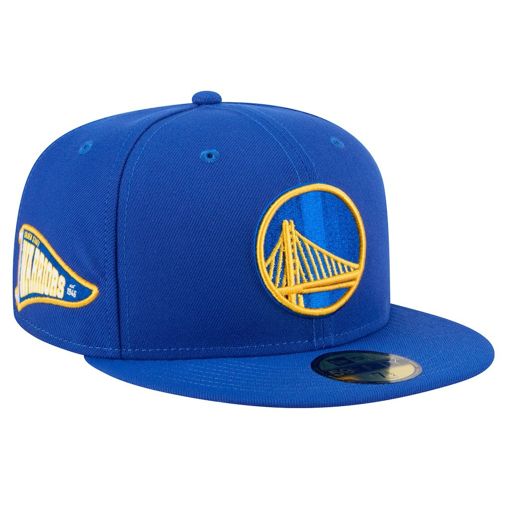 Golden State Warriors Throwback Pennant 59FIFTY Fitted Hat Royal