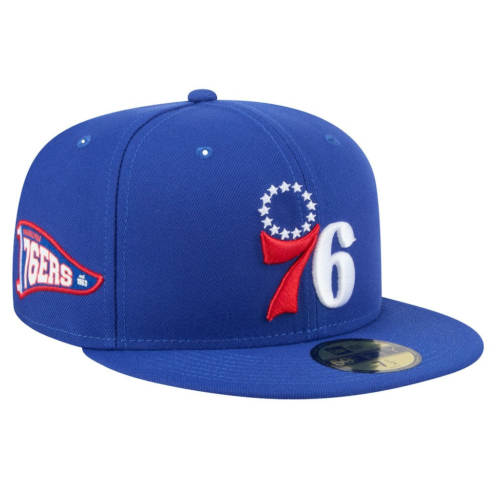 Philadelphia 76ers Throwback Pennant 59FIFTY Fitted Hat Royal
