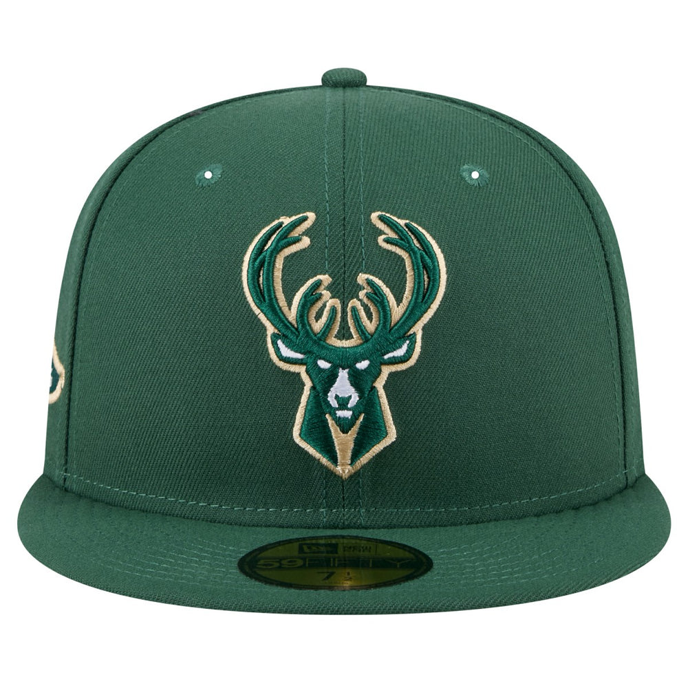 Milwaukee Bucks Throwback Pennant 59FIFTY Fitted Hat Hunter Green
