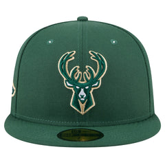 Milwaukee Bucks Throwback Pennant 59FIFTY Fitted Hat Hunter Green