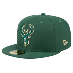 Milwaukee Bucks Throwback Pennant 59FIFTY Fitted Hat Hunter Green